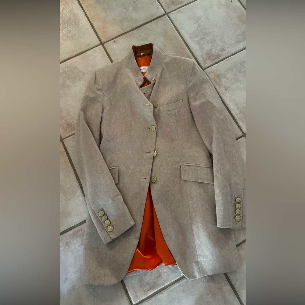 Michele Negri Stylish Beige Blazer with Orange Lining